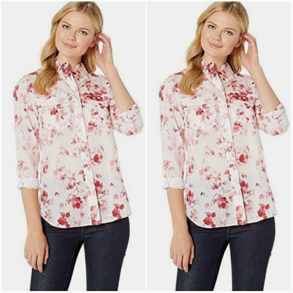 Lauren Ralph Lauren Floral Print Shirt Sz Medium